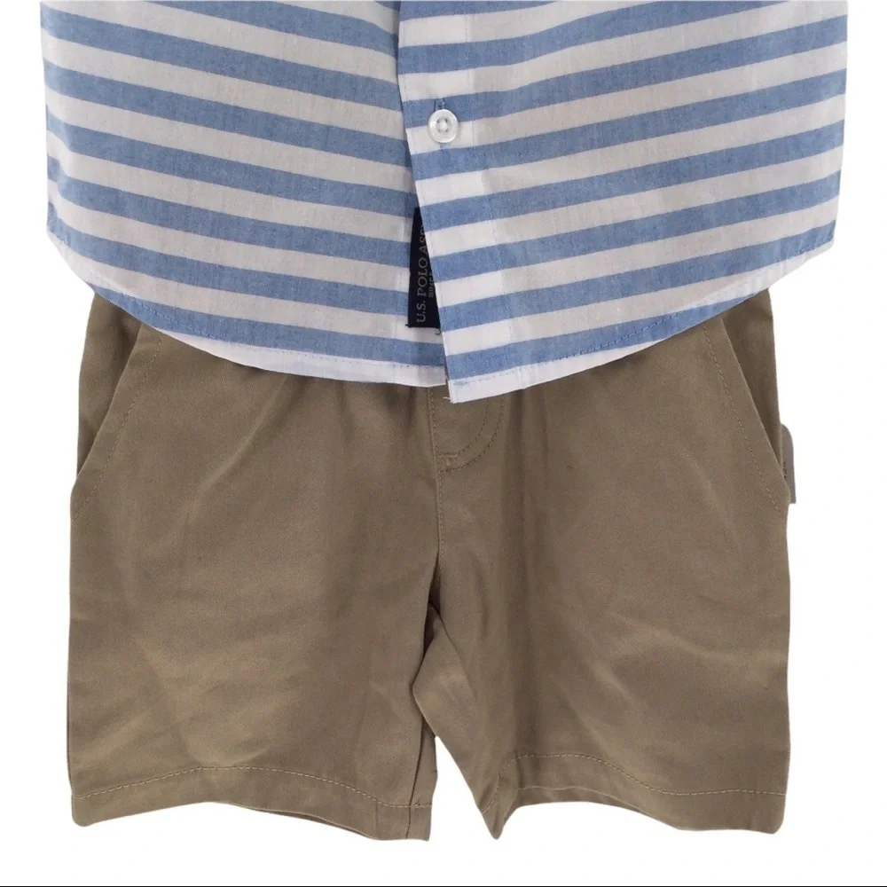 #016 Polo‎ Assn. Boys Nautical Shirt and Shorts Set
